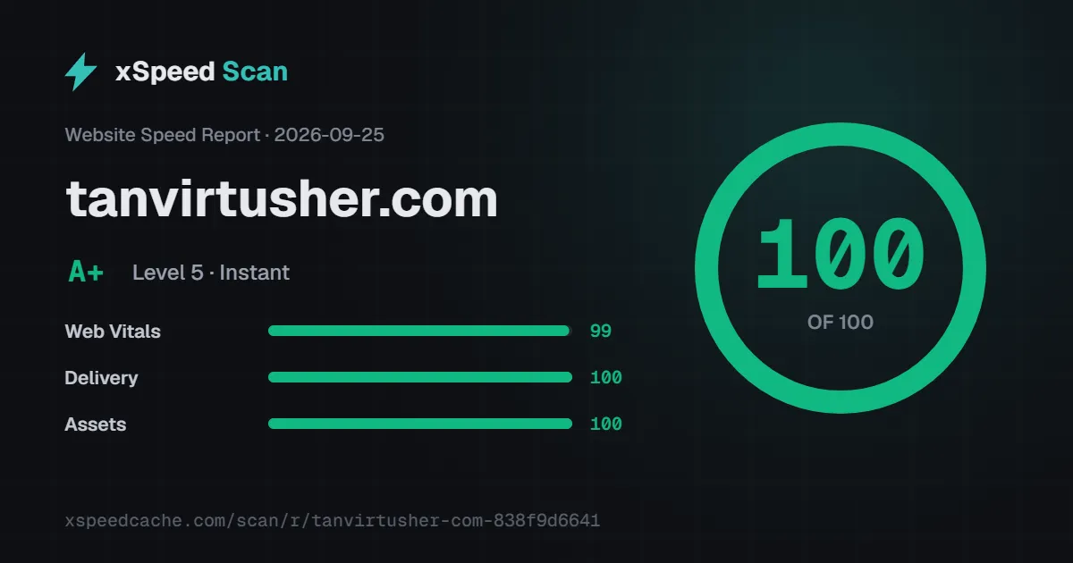 Astro Page Speed: How This Site Reached a 100/100 Score: the result